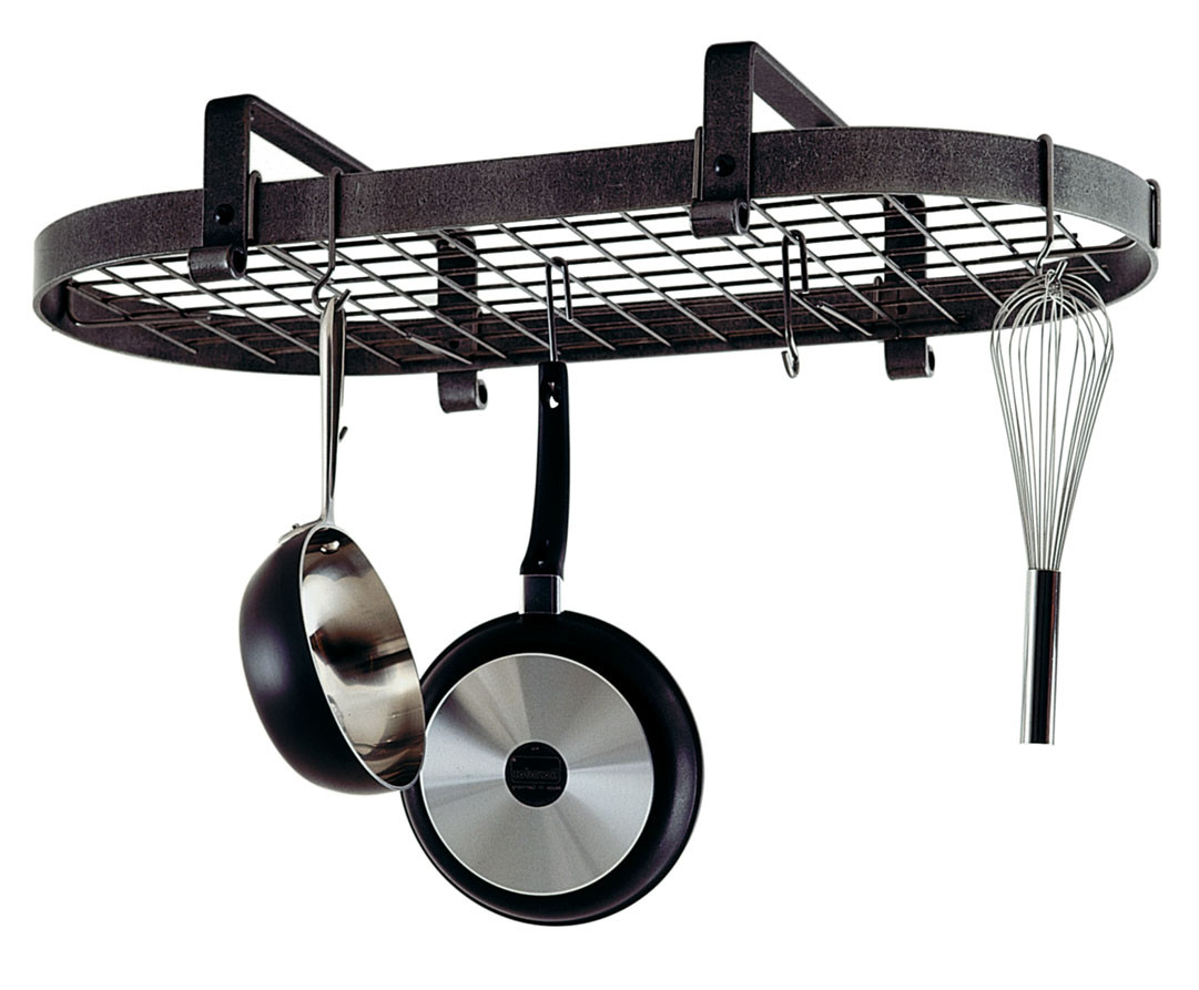 Enclume Low Ceiling Oval Rack with Grid in Hammered Steel